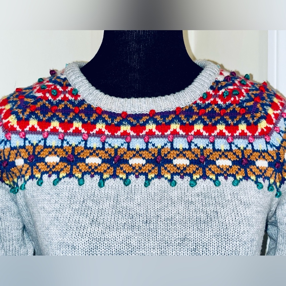 Vintage Boden Fair Isle Gray Patterned Sweater - image 2